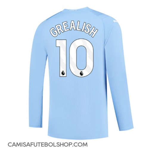 Camisa de time de futebol Manchester City Jack Grealish #10 Replicas 1º Equipamento 2023-24 Manga Comprida